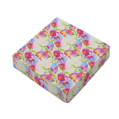 Sweet Pea Flower Pattern Print Outdoor Seat Cushion Cover