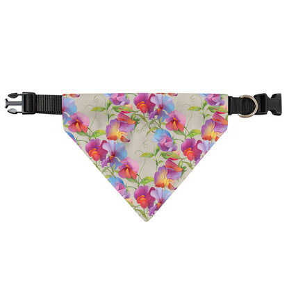 Sweet Pea Flower Pattern Print Over The Collar Dog Bandana