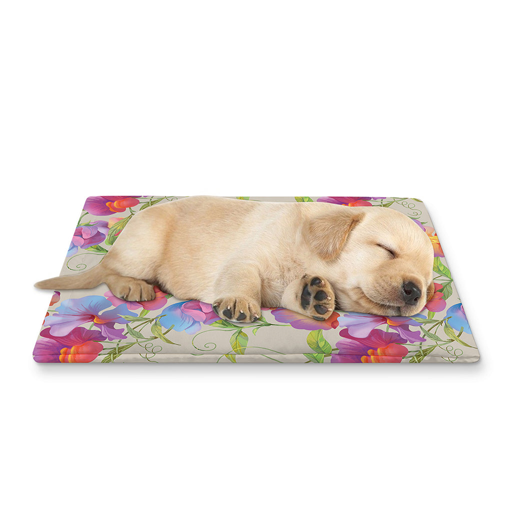 Sweet Pea Flower Pattern Print Pet Cooling Mat Cover