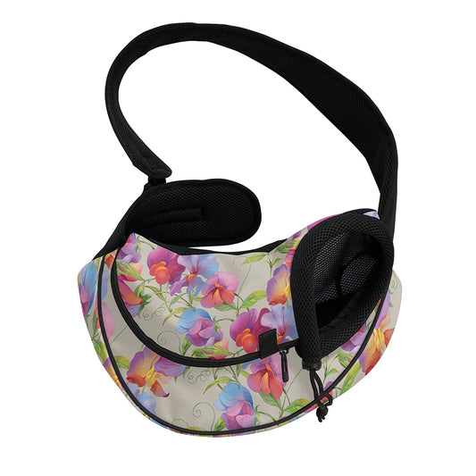 Sweet Pea Flower Pattern Print Pet Sling Carrier