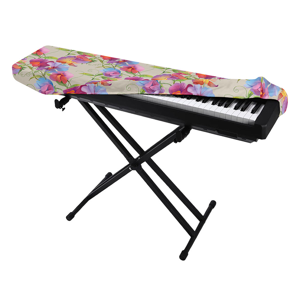 Sweet Pea Flower Pattern Print Piano Keyboard Cover
