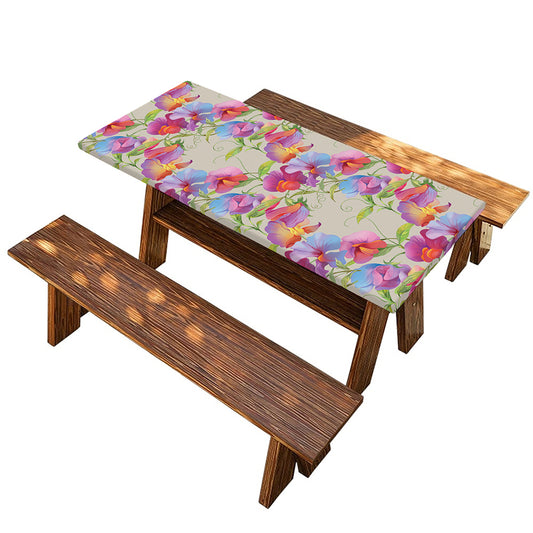 Sweet Pea Flower Pattern Print Picnic Table Cover