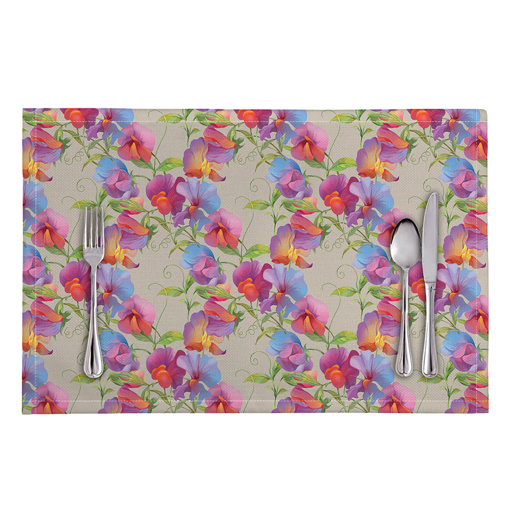 Sweet Pea Flower Pattern Print Placemat