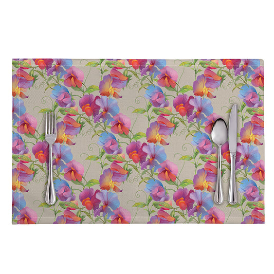 Sweet Pea Flower Pattern Print Placemat