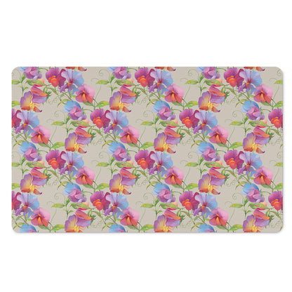 Sweet Pea Flower Pattern Print Polyester Doormat