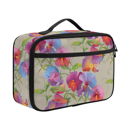 Sweet Pea Flower Pattern Print Portable Lunch Bag