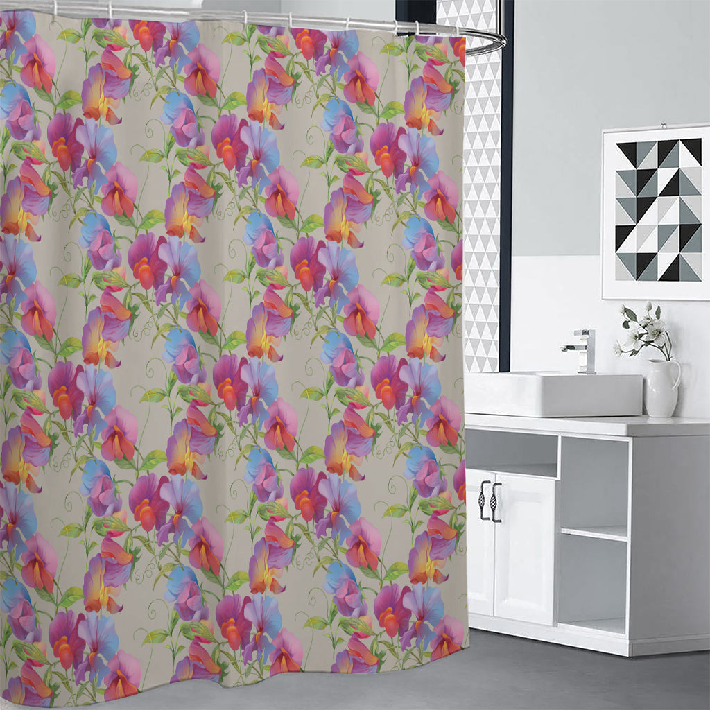Sweet Pea Flower Pattern Print Premium Shower Curtain