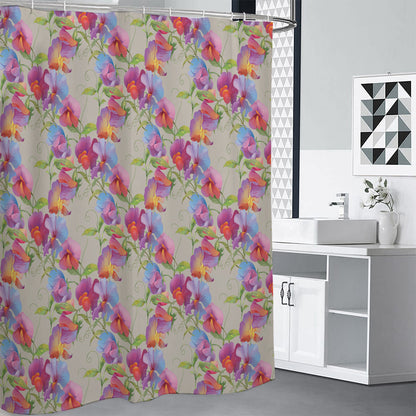 Sweet Pea Flower Pattern Print Premium Shower Curtain