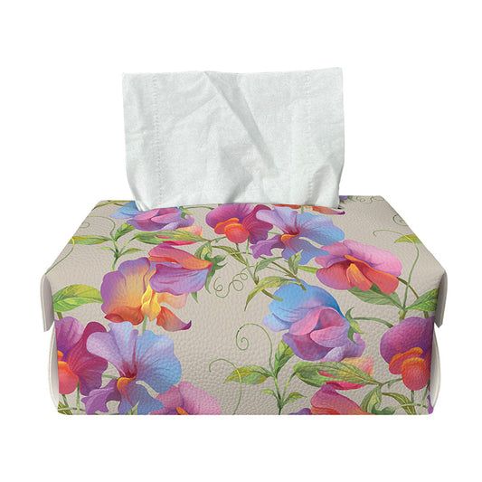 Sweet Pea Flower Pattern Print Rectangle Tissue Box Cover
