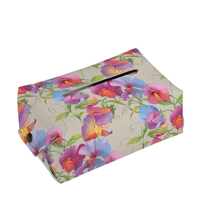 Sweet Pea Flower Pattern Print Rectangle Tissue Box Cover