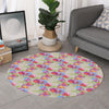 Sweet Pea Flower Pattern Print Round Rug