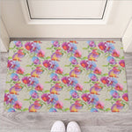 Sweet Pea Flower Pattern Print Rubber Doormat