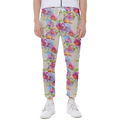 Sweet Pea Flower Pattern Print Scuba Joggers