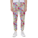 Sweet Pea Flower Pattern Print Scuba Joggers