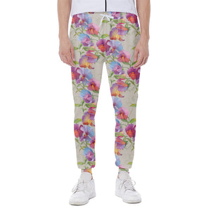 Sweet Pea Flower Pattern Print Scuba Joggers