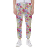 Sweet Pea Flower Pattern Print Scuba Joggers