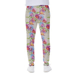 Sweet Pea Flower Pattern Print Scuba Joggers