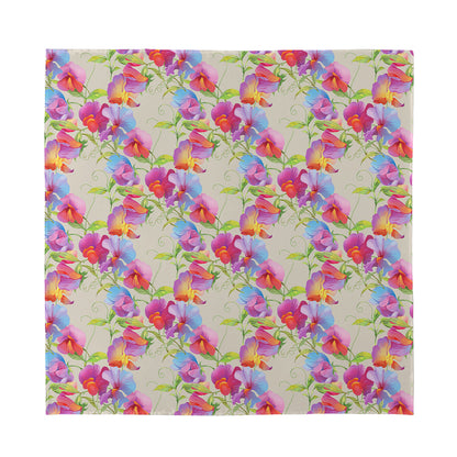 Sweet Pea Flower Pattern Print Silk Bandana