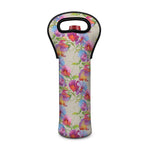 Sweet Pea Flower Pattern Print Single Neoprene Wine Tote