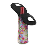 Sweet Pea Flower Pattern Print Single Neoprene Wine Tote