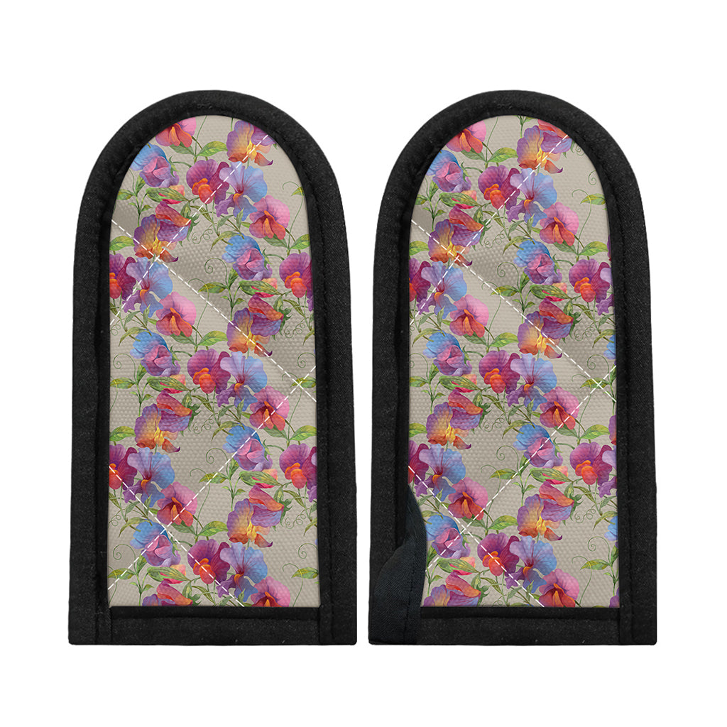 Sweet Pea Flower Pattern Print Skillet Handle Cover