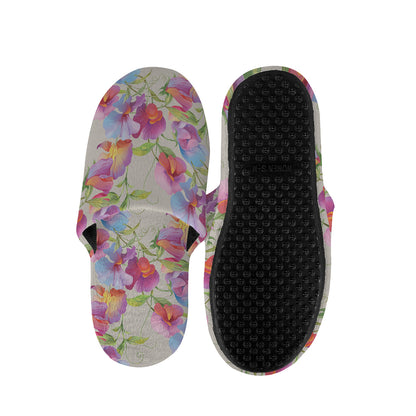 Sweet Pea Flower Pattern Print Slippers