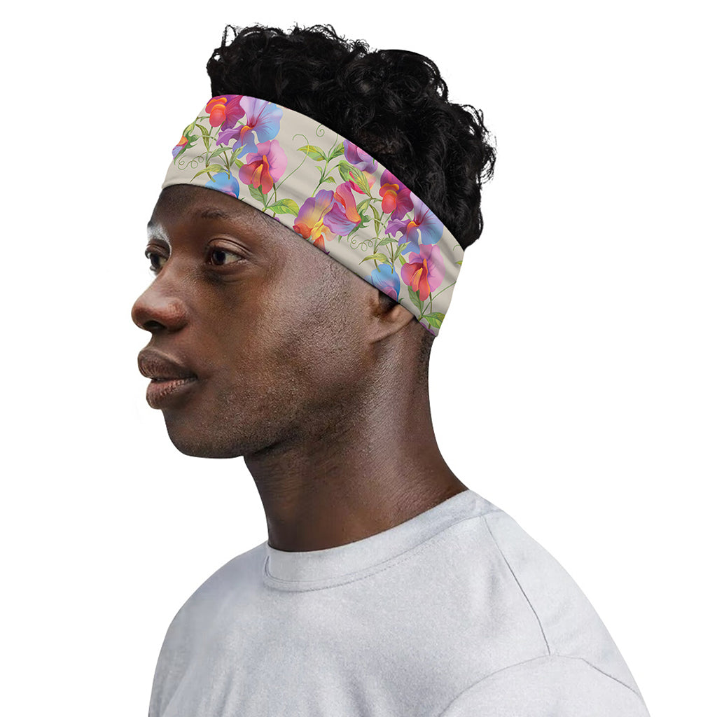 Sweet Pea Flower Pattern Print Sports Headband