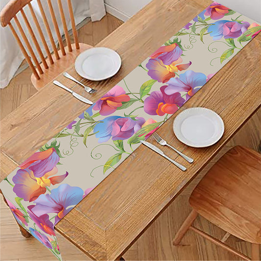 Sweet Pea Flower Pattern Print Table Runner