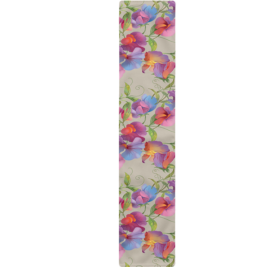 Sweet Pea Flower Pattern Print Table Runner