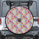 Sweet Pea Flower Pattern Print Tire Cover With Camera Hole