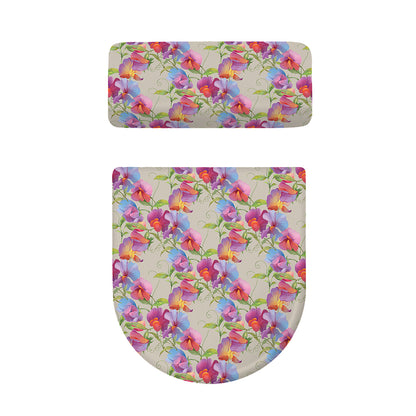 Sweet Pea Flower Pattern Print Toilet Lid And Tank Cover Set