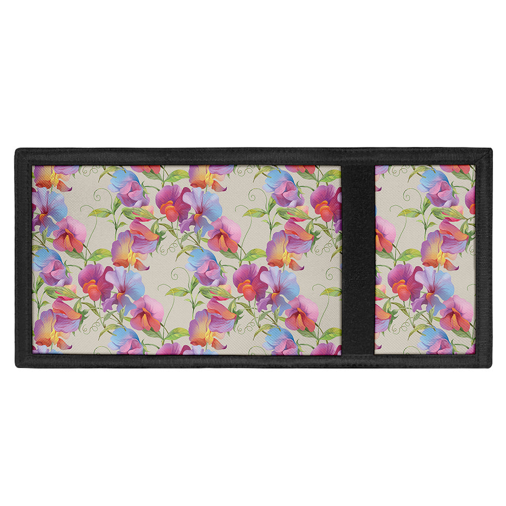 Sweet Pea Flower Pattern Print Trifold Wallet