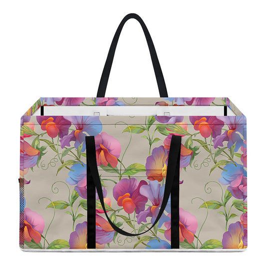 Sweet Pea Flower Pattern Print Utility Tote Bag