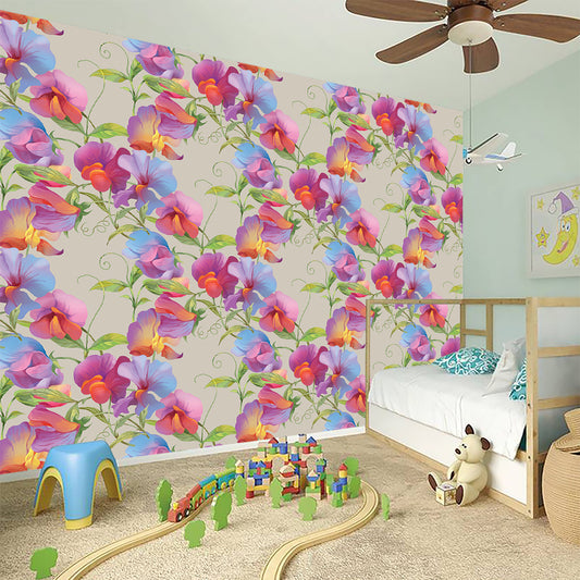 Sweet Pea Flower Pattern Print Wall Sticker