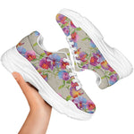 Sweet Pea Flower Pattern Print White Chunky Shoes