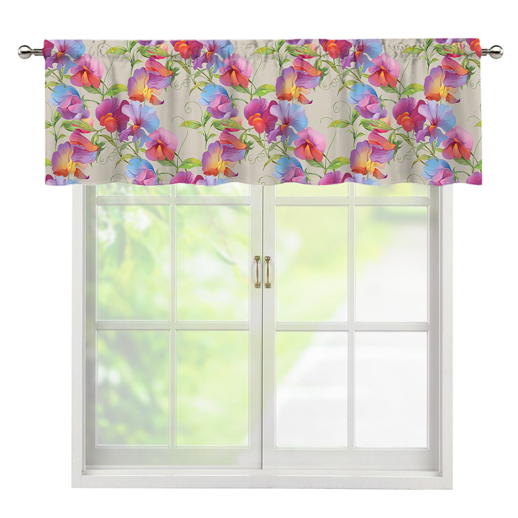 Sweet Pea Flower Pattern Print Window Valance