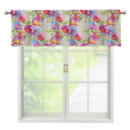 Sweet Pea Flower Pattern Print Window Valance