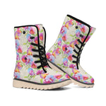 Sweet Pea Flower Pattern Print Winter Boots