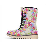 Sweet Pea Flower Pattern Print Winter Boots