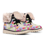 Sweet Pea Flower Pattern Print Winter Boots