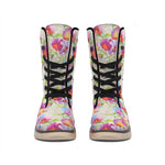 Sweet Pea Flower Pattern Print Winter Boots