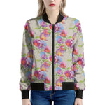 Sweet Pea Flower Pattern Print Women's Bomber Jacket