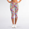 Sweet Pea Flower Pattern Print Women's Capri Leggings