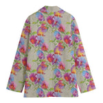 Sweet Pea Flower Pattern Print Women's Cotton Blazer