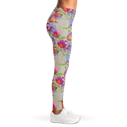 Sweet Pea Flower Pattern Print Women's Leggings