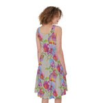 Sweet Pea Flower Pattern Print Women's Sleeveless Dress