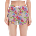 Sweet Pea Flower Pattern Print Women's Split Running Shorts