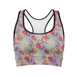 Sweet Pea Flower Pattern Print Women's Sports Bra