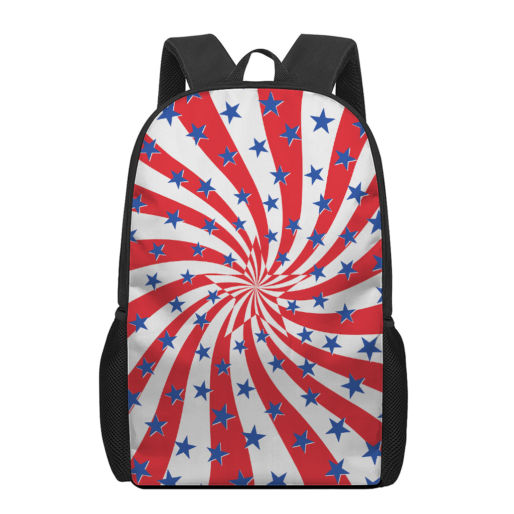 Swirl American Patriotic Star Print 17 Inch Backpack