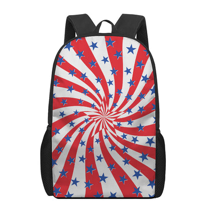 Swirl American Patriotic Star Print 17 Inch Backpack